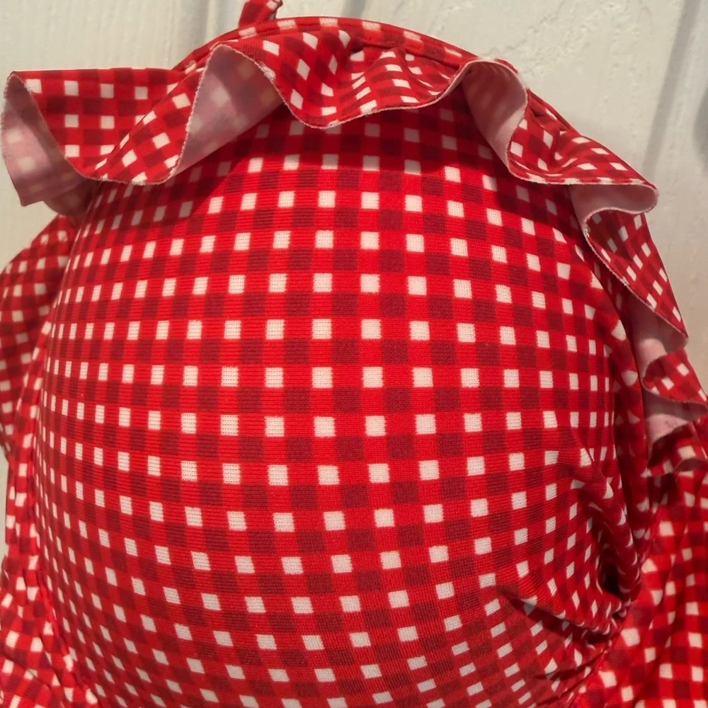 👙🔥 Choice by Blue Wave Red Gingham Bikini Top 36C Underwire Halter Swim